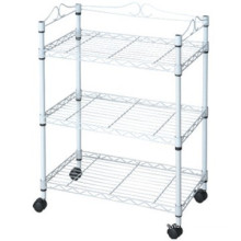 multifunctional white metal wire rotatable retail shop display shelf with wheels